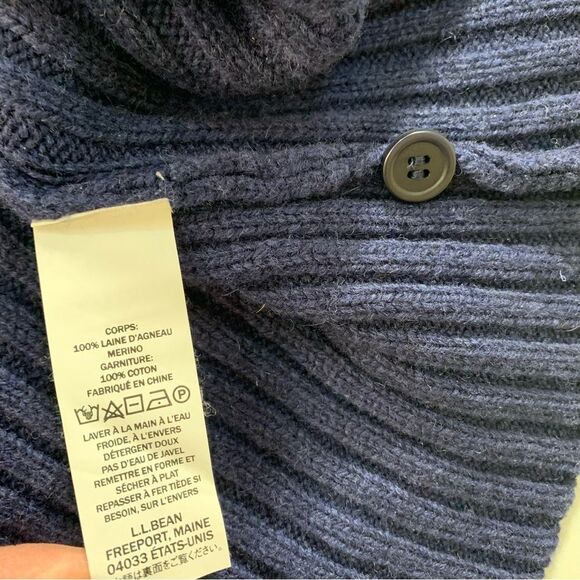 L.L. Bean Commando Sweater Merino Wool Lambs Wool Henley Navy XL EUC - Picture 13 of 13
